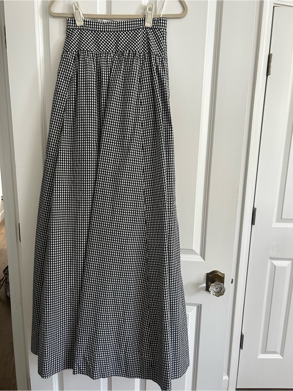 J. Crew Black and White Gingham Maxi Skirt with Tulle Underlay